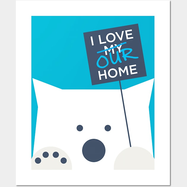 I Love Our Home (Polar Bear Strike), White Ink Wall Art by ABKS